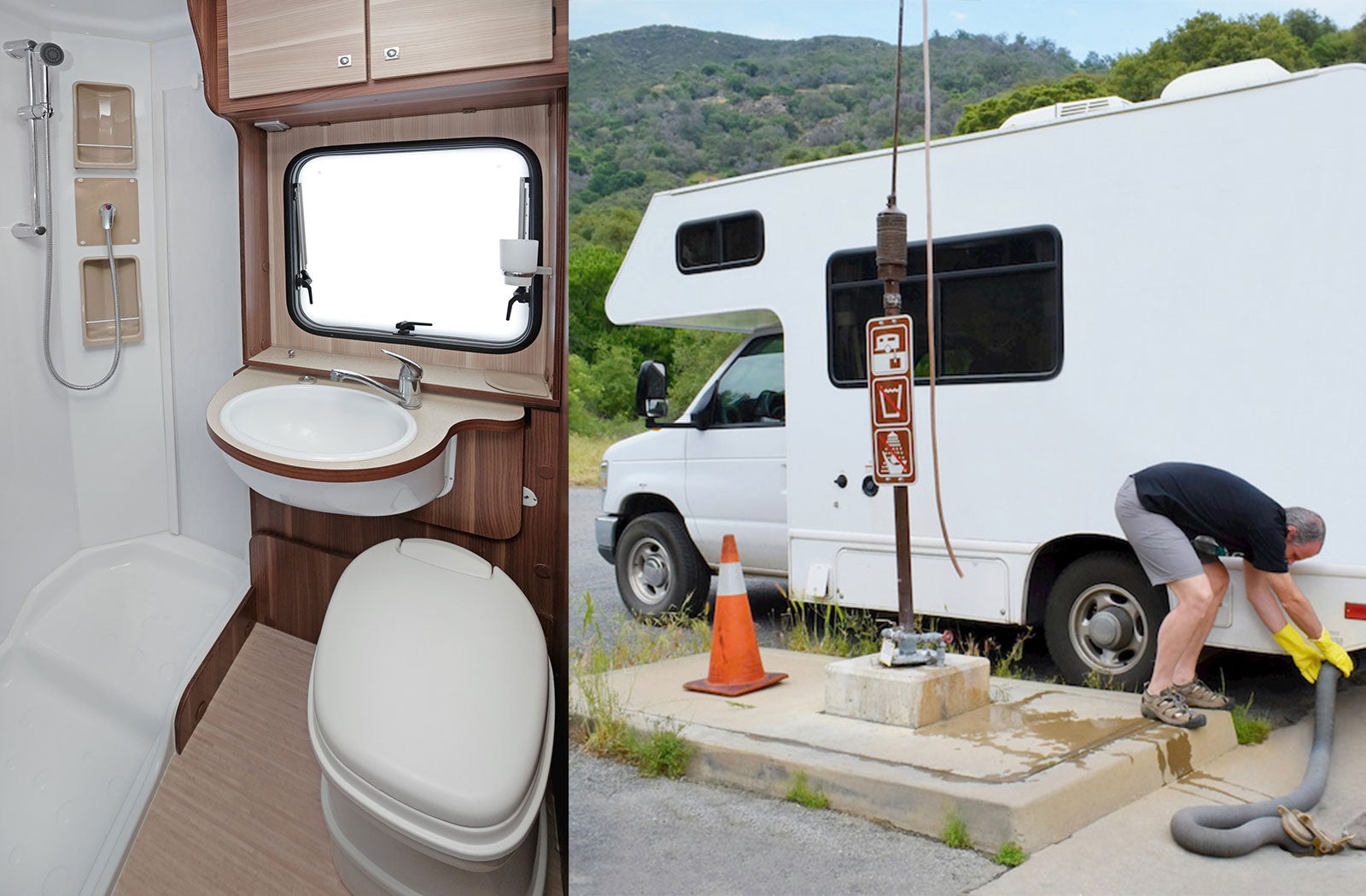 Portable RV/camper toilet and holding tank setup in Newport News, Virginia